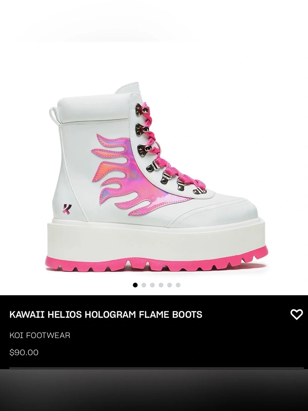 Kawaii Helios Hologram Flame Boots - Pink UK size 4 US size 6.5 EU size 37